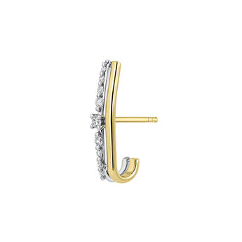 18kt yellow and white gold single right climbing earring with diamonds , J05308-09-H-R-I2,hi-res