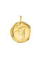 Charm medalla inicial T artesanal plata recubierta oro , J04641-02-T