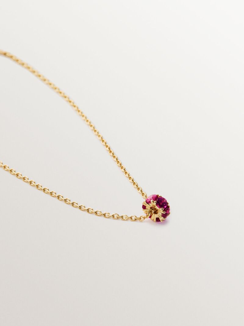 9K yellow gold pendant with rubies and diamonds image number 2