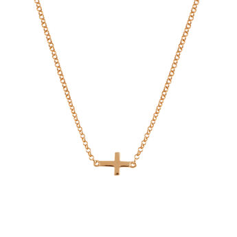 Colgante cruz simple plata recubierta oro rosa , J00653-03,hi-res
