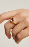 Trilogy ring in 18k yellow gold-plated sterling silver with central purple amethyst and yellow quartz stones, J03748-02-AM-LQ