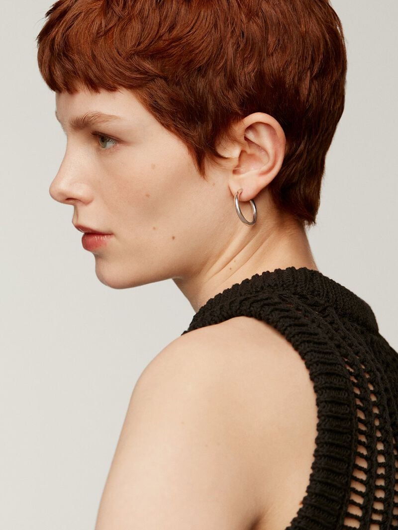 Medium-sized 925 silver hoop earrings image number 3