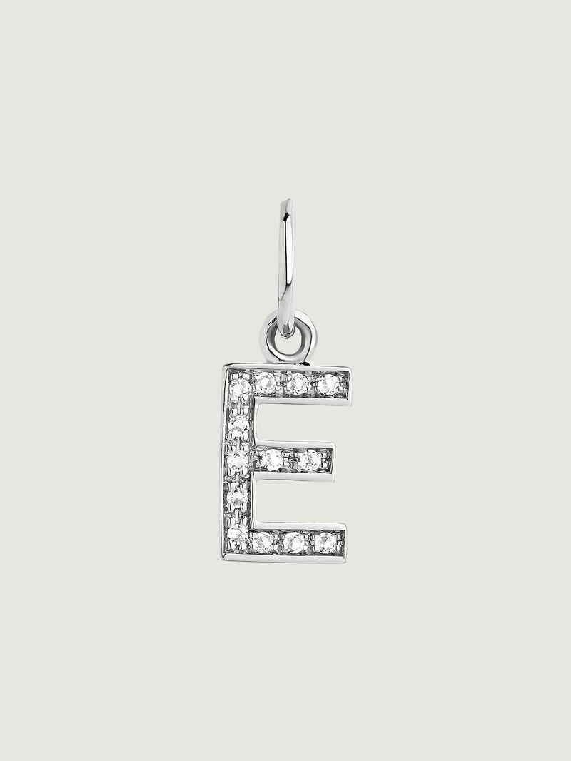 925 Silver Charm and White Topaz Initial E image number 0