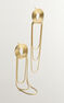 XL-size, embossed earrings with chains in 18kt yellow gold-plated silver, J05219-02