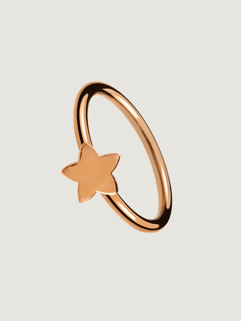 Silver ring bathed in pink gold on star motive image number 0