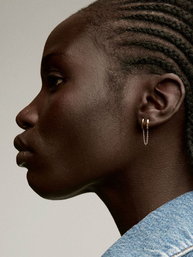 Individual climbing earring made from 925 silver, bathed in 18K yellow gold with a double hoop. image number 1