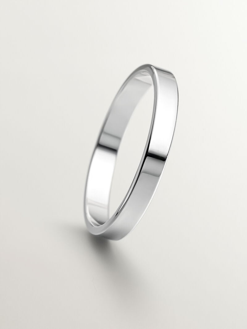 3mm flat 18k white gold wedding band image number 2