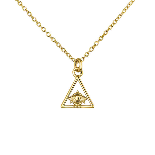 Collar motivo ojo triángulo plata recubierta oro, J04935-02, mainproduct
