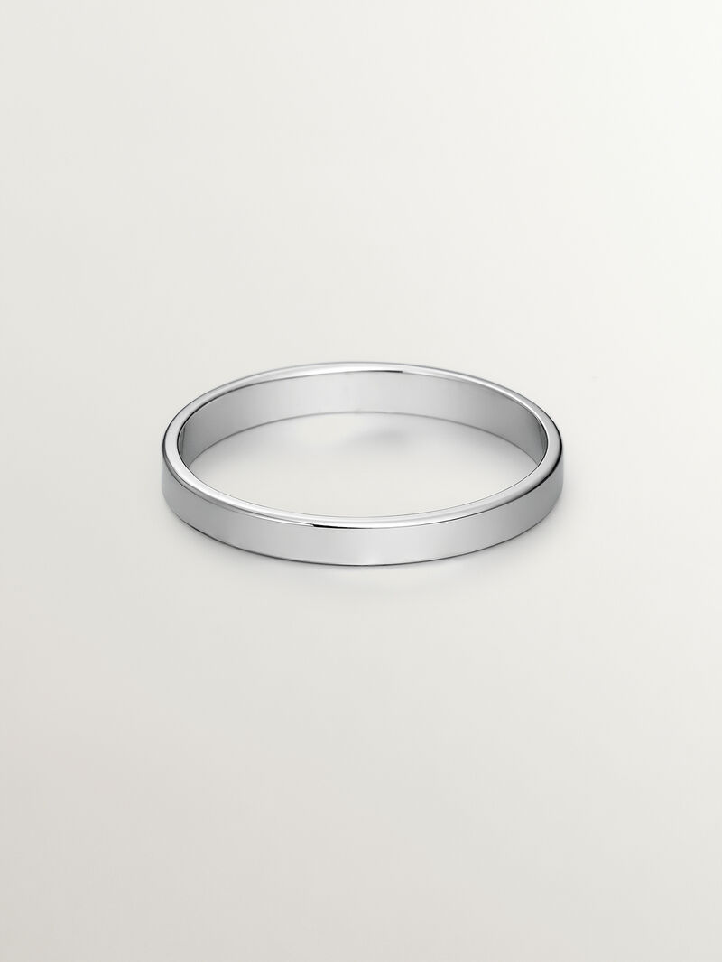2.40mm flat 18k white gold wedding band image number 1