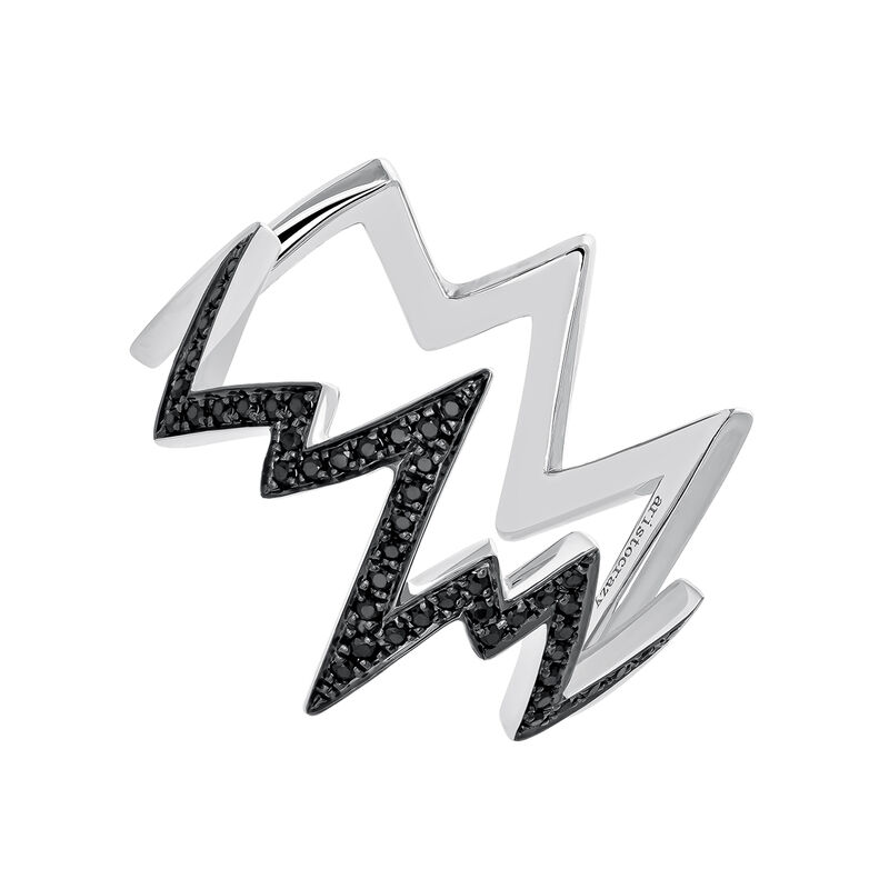 Silver lightning-bolt ring with spinels , J03628-01-BSN, hi-res