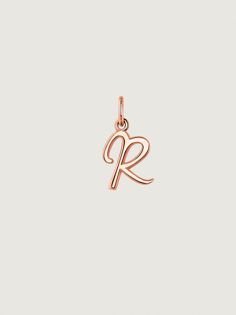 18K Rose Gold Plated 925 Silver Charm with Initial R image number 0