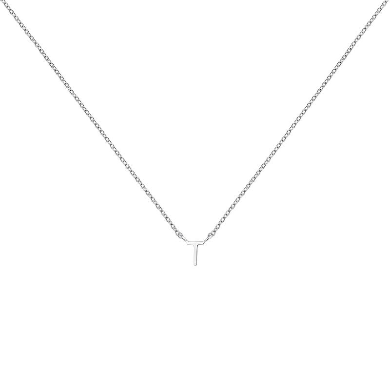 Collier iniciale T or blanc , J04382-01-T, hi-res