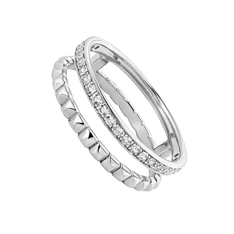 Silver topaz embossed double ring, J04902-01-WT, hi-res