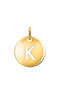 Charm medalla inicial K plata recubierta oro  , J03455-02-K
