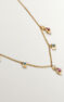 Gold plated silver stone motif necklace , J04682-02-RO-SB-WT