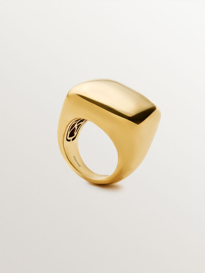 Square ring in 18K yellow gold plated 925 silver with polished effect image number 4