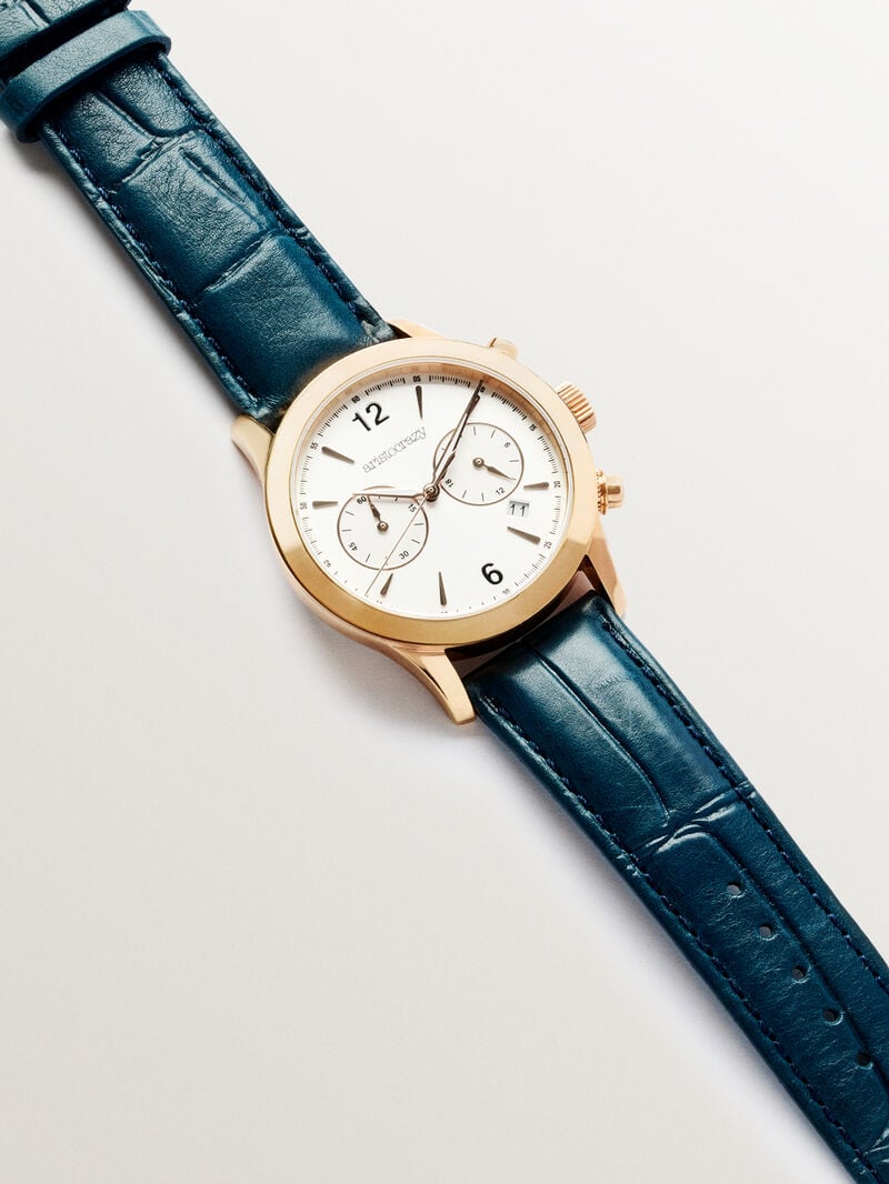 Tribeca watch with blue leather strap and white dial image number 0