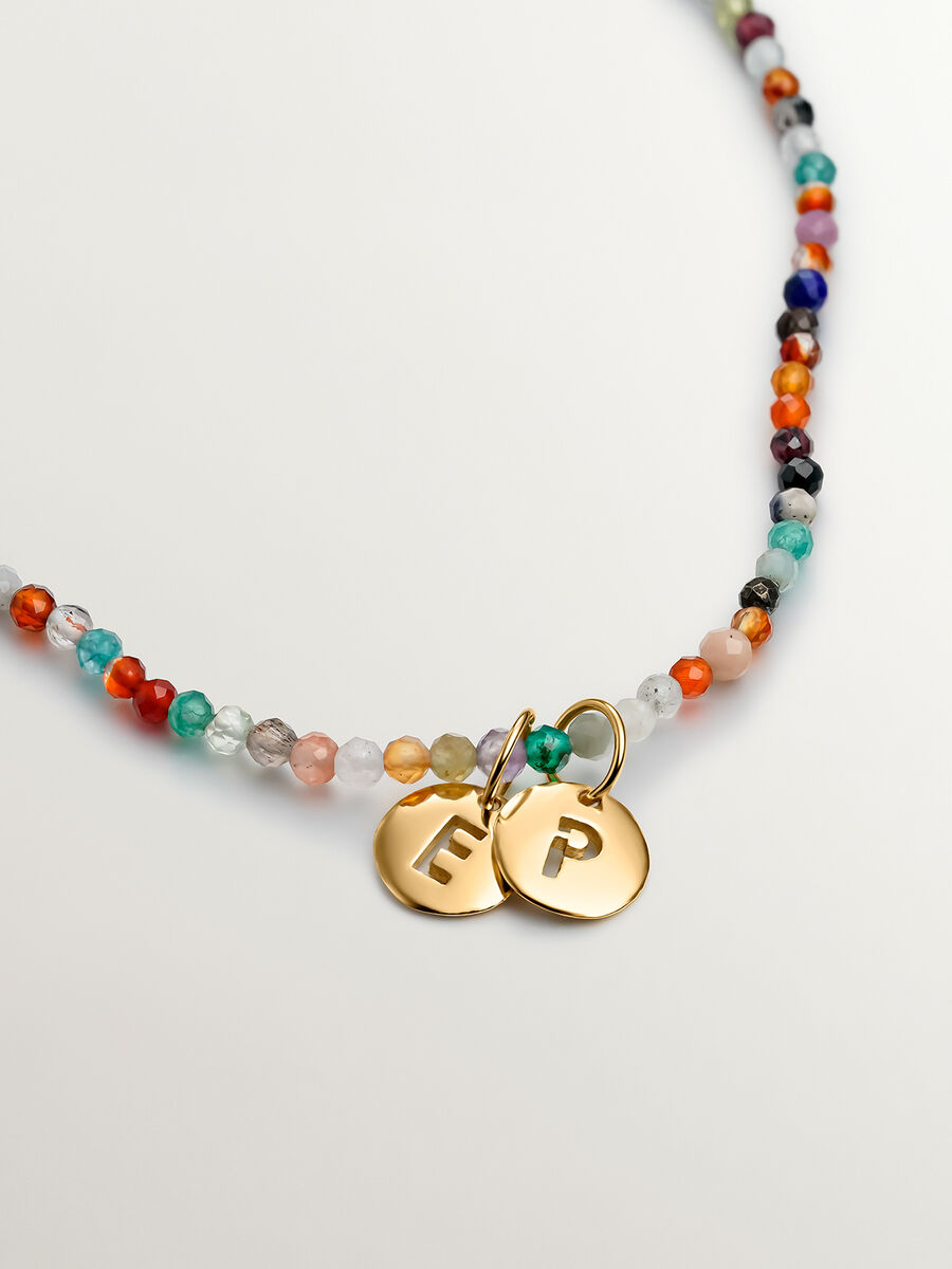 Gold-plated silver P initial medallion charm  , J03455-02-P, hi-res