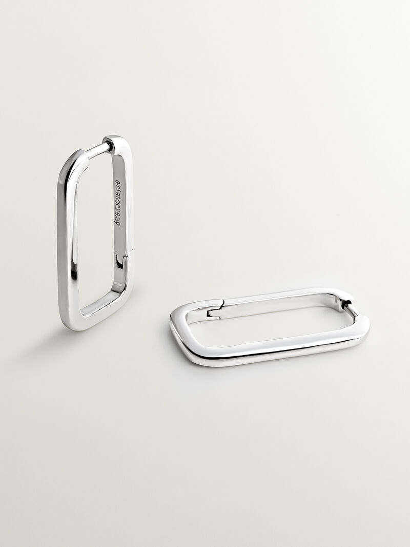 925 Silver Rectangular Earrings image number 0