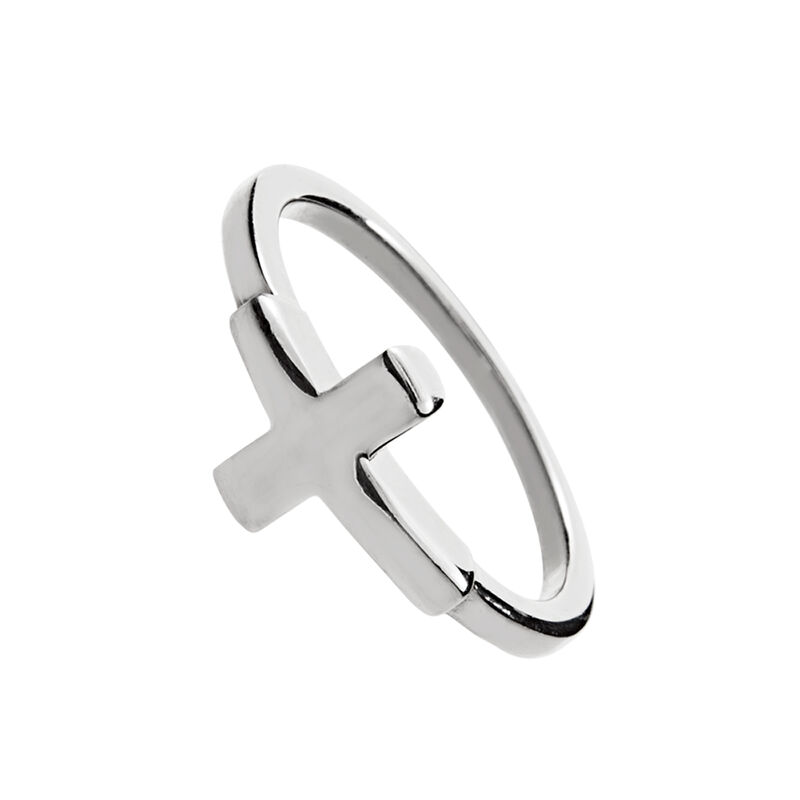 Silver simple cross ring , J00861-01, hi-res