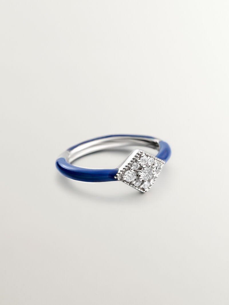 Individual earring of thread and 18K white gold with diamonds. image number 2