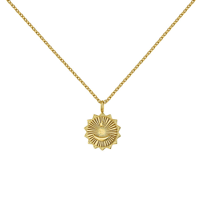 Gold plated star medallion necklace, J04934-02, hi-res