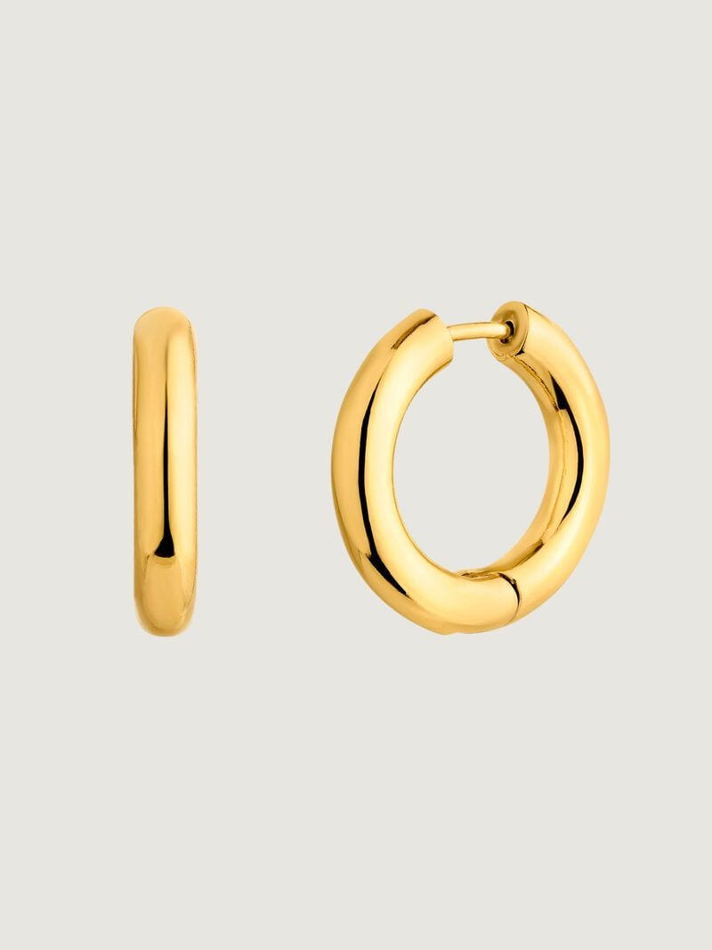 Medium hoop earrings made of 925 silver coated in 18K yellow gold image number 0