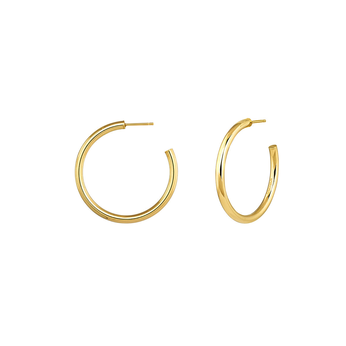 Medium gold plated hoop earrings , J04192-02, hi-res