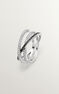 Silver triple crossed ring with white topazes and black spinels, J04989-01-WT-BSN