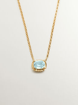 Necklace in 18k yellow gold-plated silver necklace with a Sky blue topaz, J04668-02-SKY,hi-res