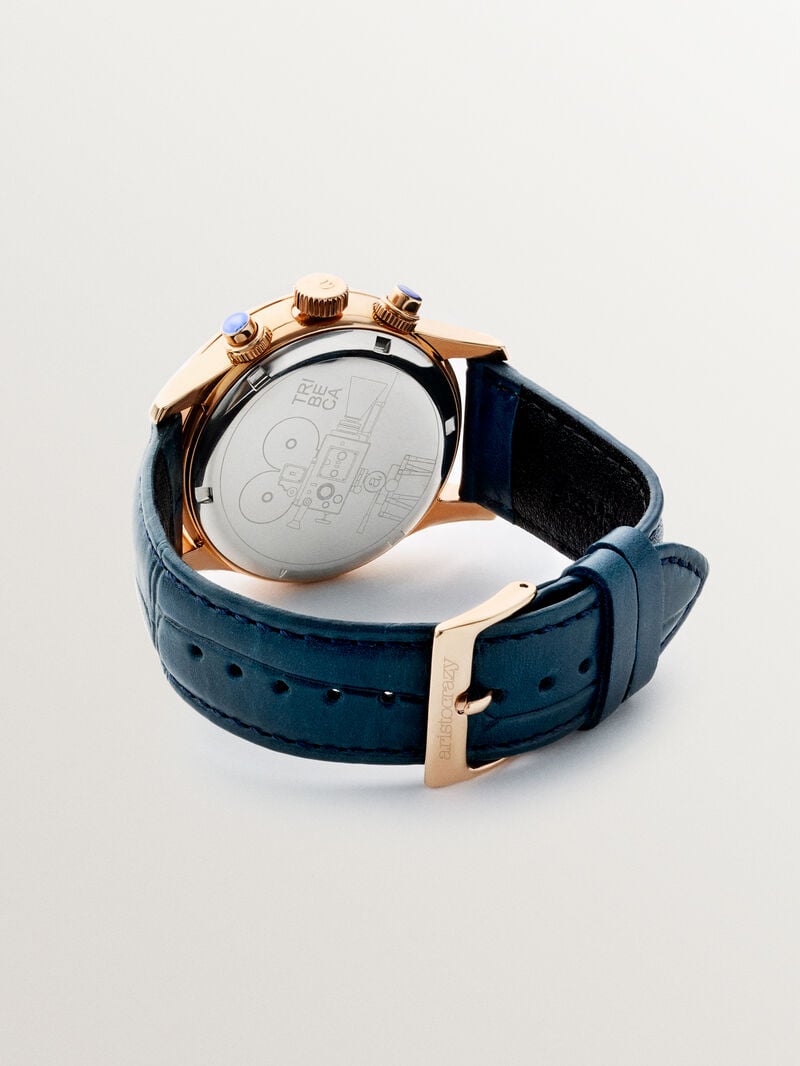 Tribeca watch with blue leather strap and white dial image number 2