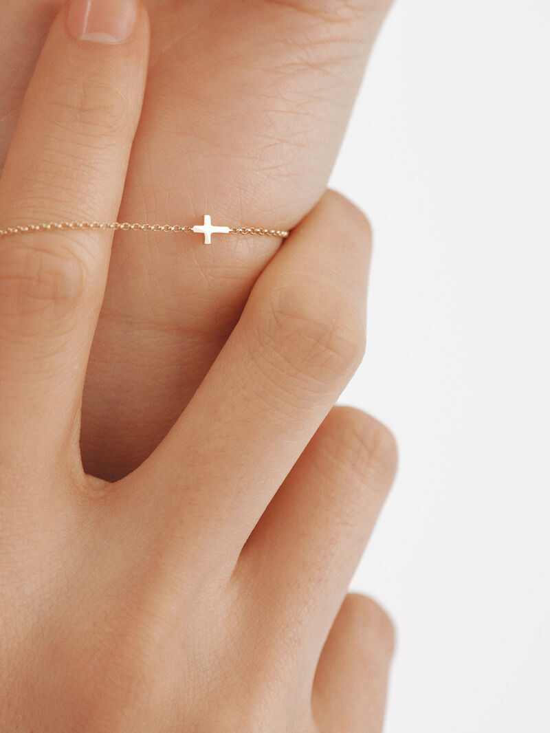 9K Yellow Gold Bracelet with Cross image number 1
