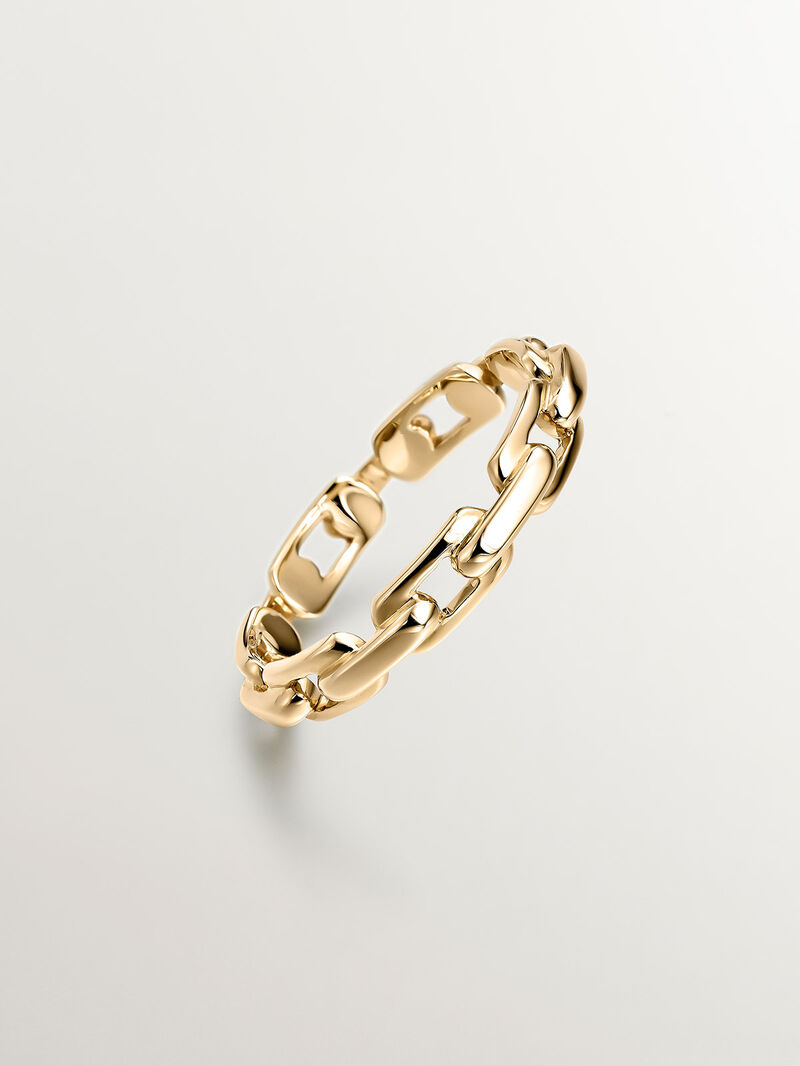 9K White Gold Chain Textured Ring image number 4