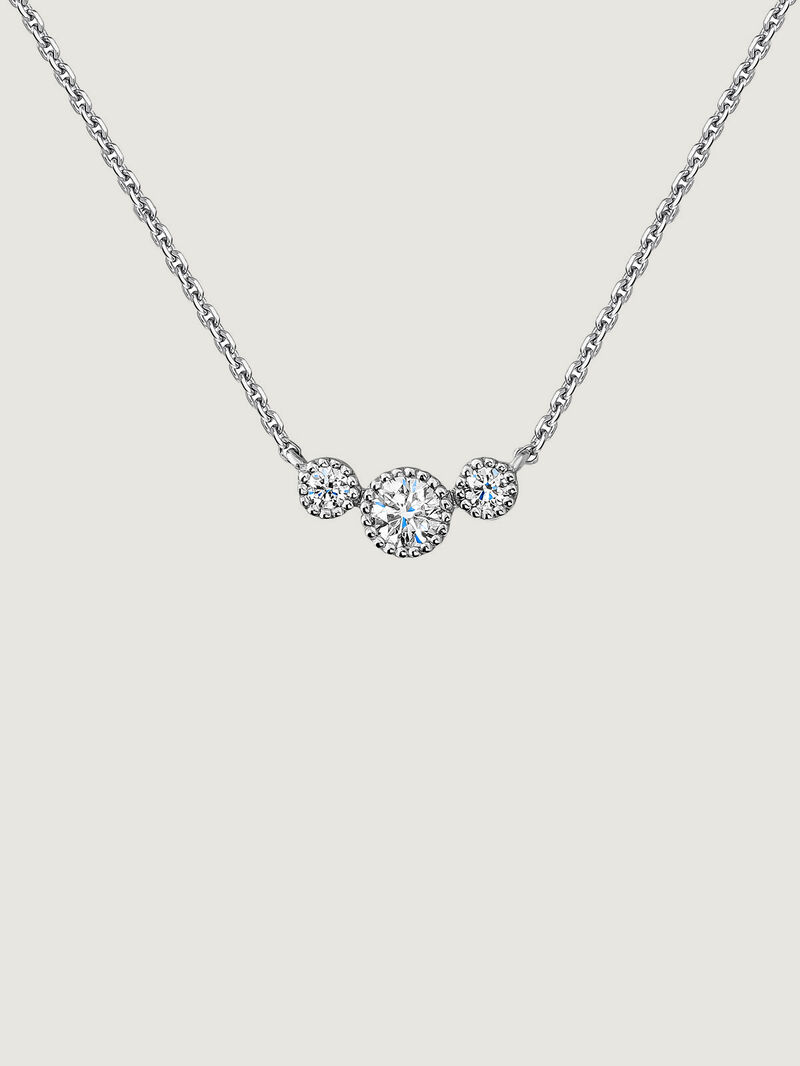 9K white gold pendant with triple diamond 0.097 cts image number 0