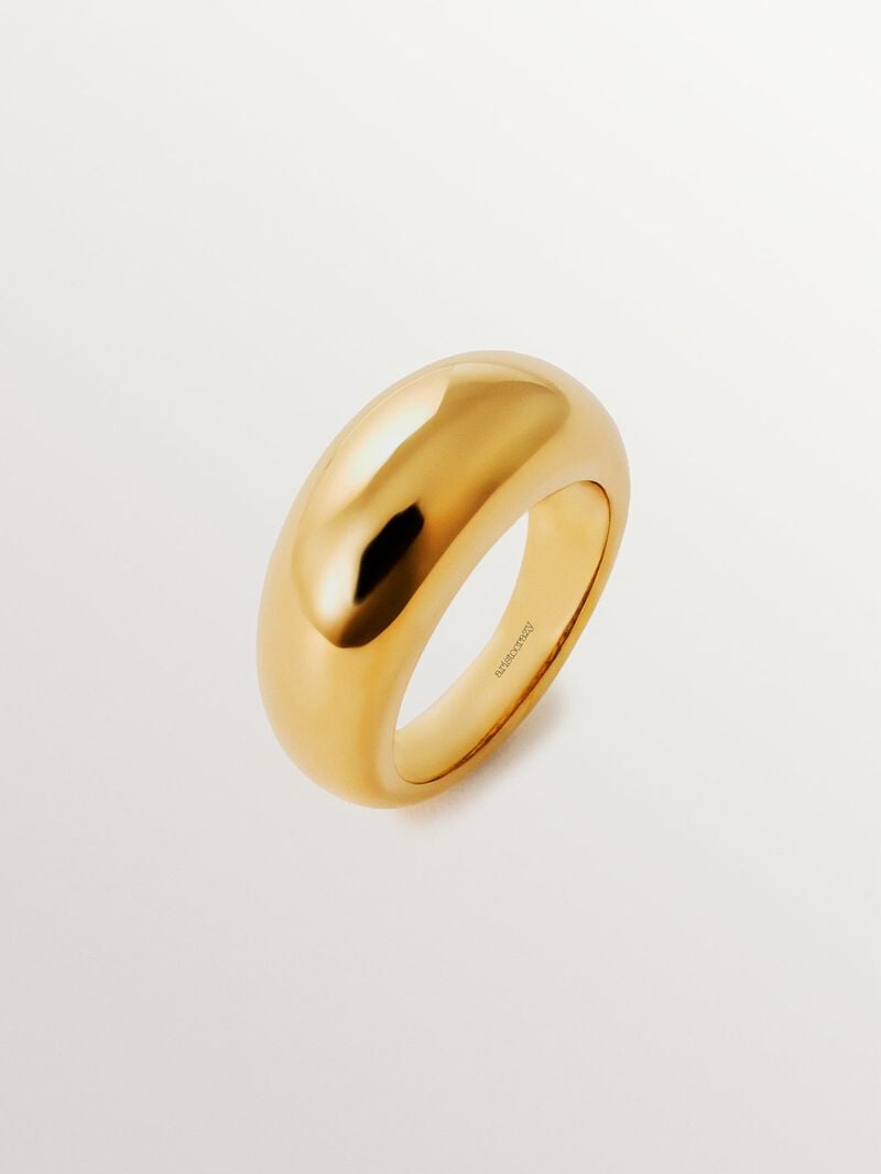 Domed 925 silver ring plated in 18K yellow gold image number 0