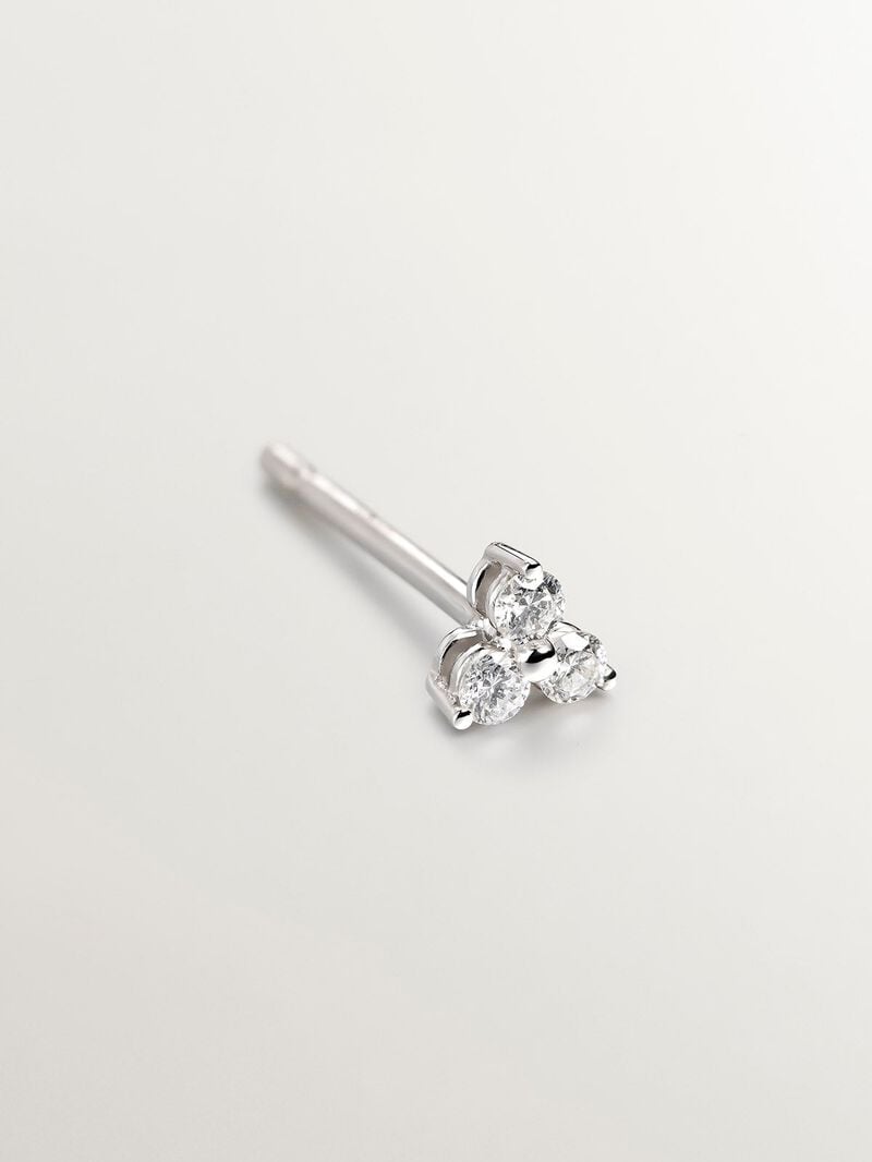 18K White Gold Diamond Clover Single Earring image number 2