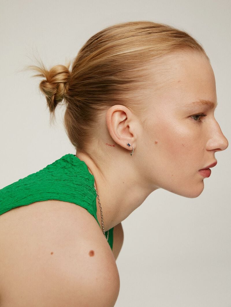 Individual small hoop earring in 9K white gold with spikes and diamonds. image number 5