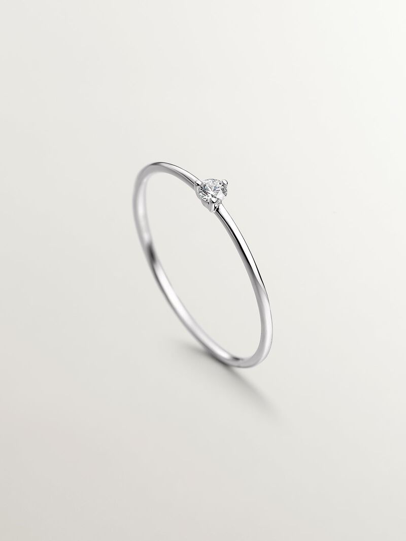 18K white gold solitaire ring with a 0.048ct diamond. image number 4
