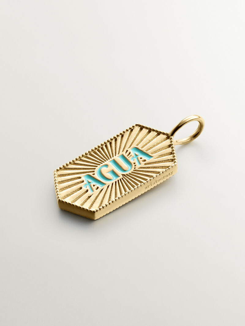 925 silver charm bathed in 18k yellow gold water with turquoise enamel image number 0