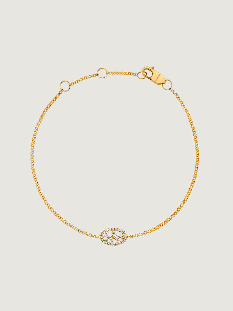 18kt yellow gold bracelet with oval diamond motif image number 0