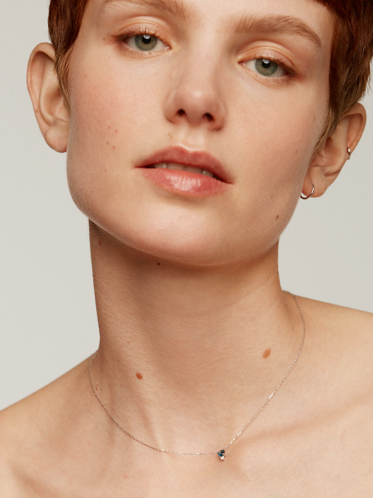 9K White Gold Necklace with Blue Sapphire Aristocrazy