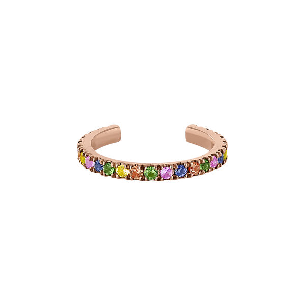 Boucle d'oreille cartilage avec saphirs multicolores et tsavorite en or rose, J04335-03-MULTI-H,hi-res