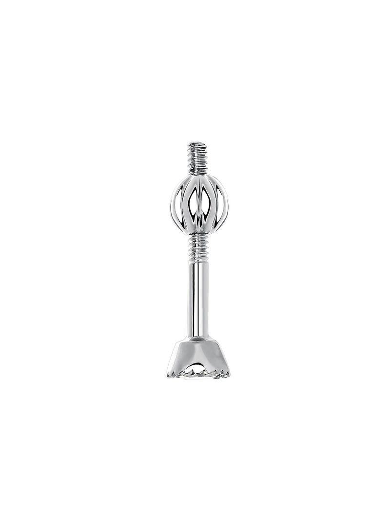 9K white gold single earring with diamond. image number 1