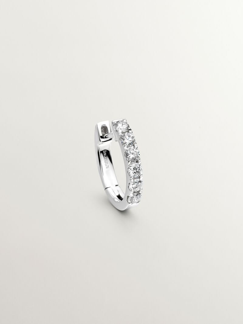 18K white gold single hoop earring with brilliant-cut diamond image number 0