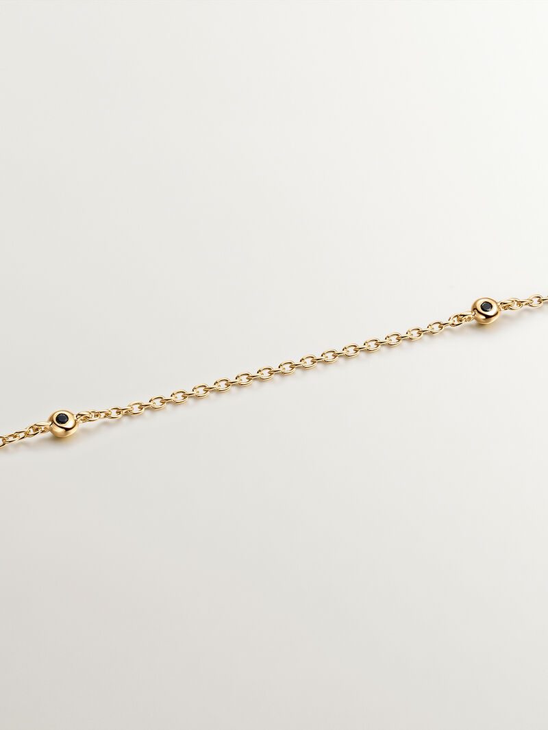925 Silver necklace bathed in 18K yellow gold with large cross and spinels image number 4