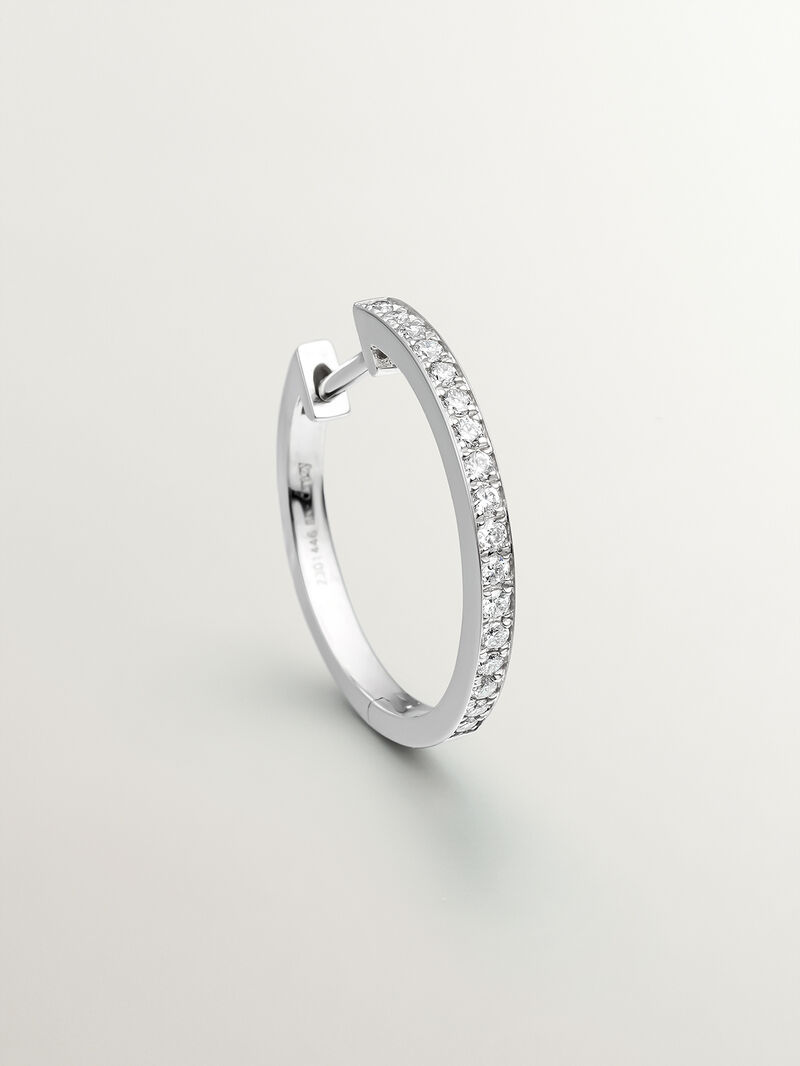 18K White Gold Small Hoop Earring with Diamonds image number 0
