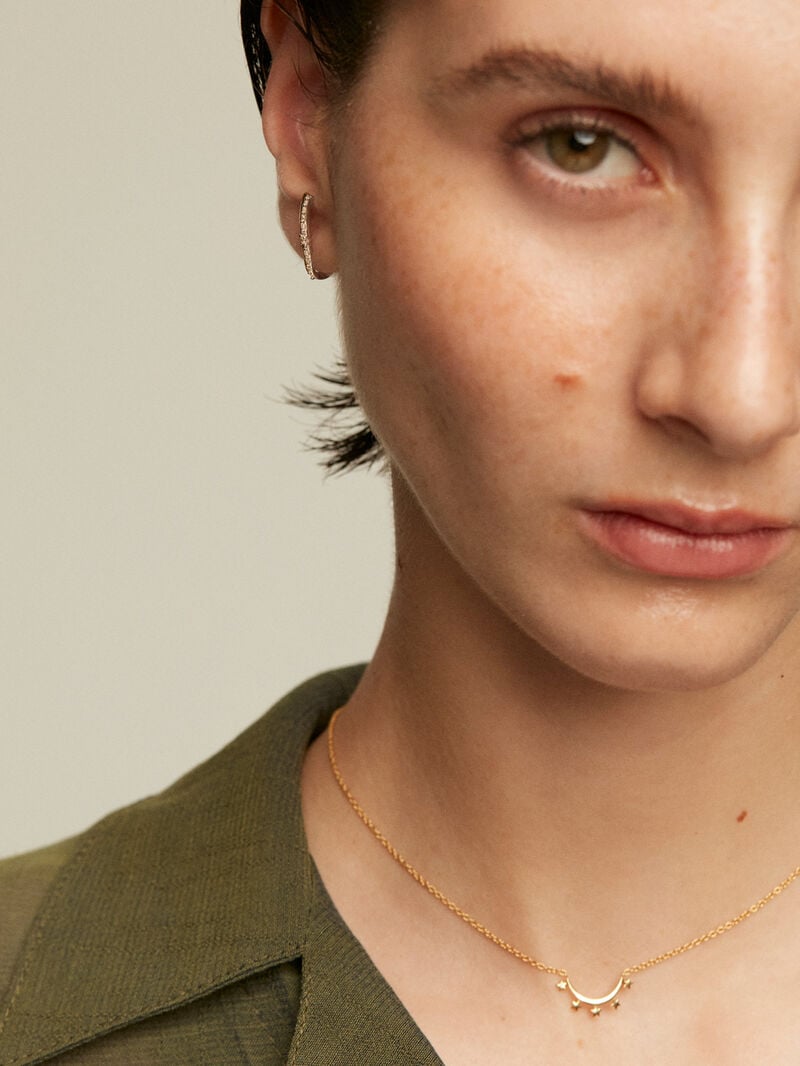 Right individual climber earring made of 18K yellow and white gold with diamonds. image number 5