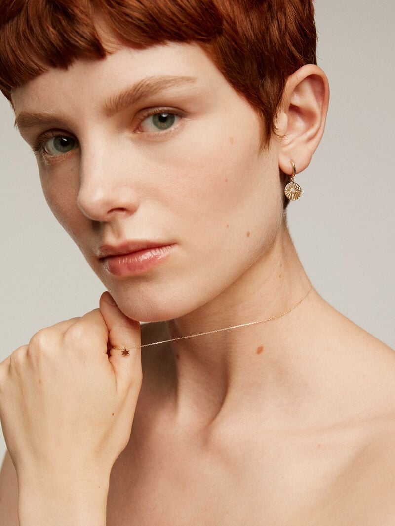 925 silver earrings bathed in 18K yellow gold with white topaz and moonstone. image number 5