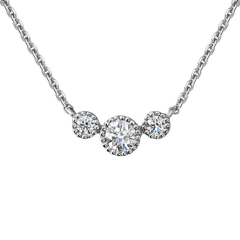 9kt white gold three diamond necklace, J04503-01, model