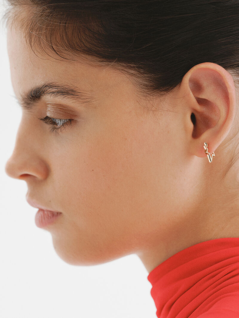 9K yellow gold single earring in the shape of a star. image number 1